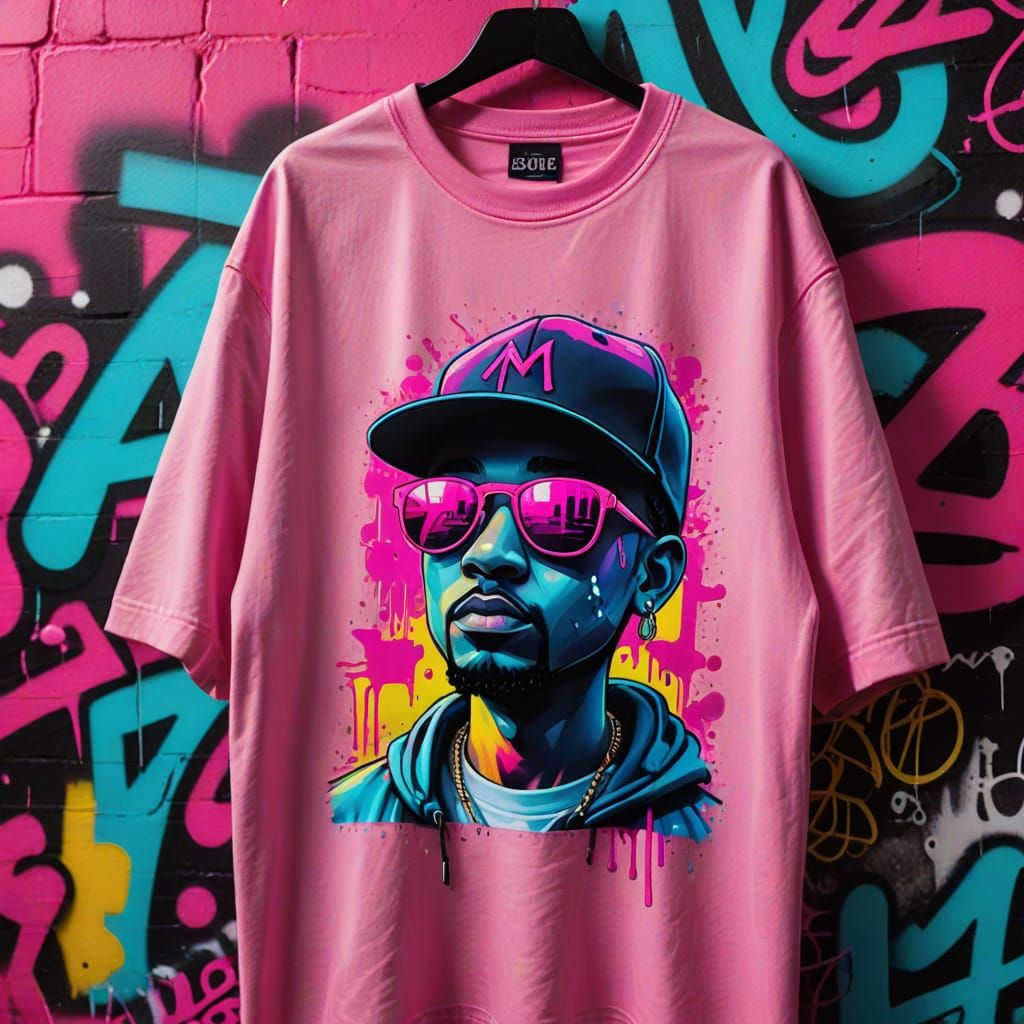 Vibrant Streetwear T-Shirt Art with Neon Gradients