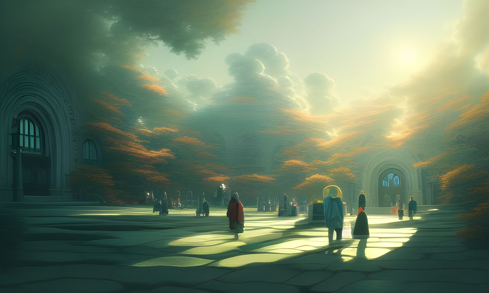 Anime Library Scene in Detailed Digital Painting