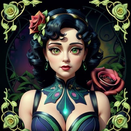 Glamorous Art Nouveau Siren with Whimsical Details