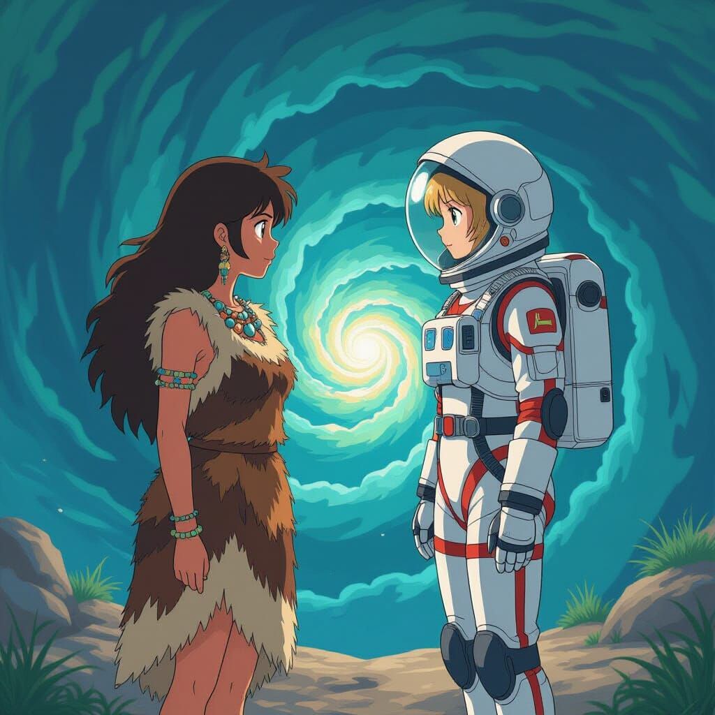 Cave Woman Meets Astronaut in Time Vortex