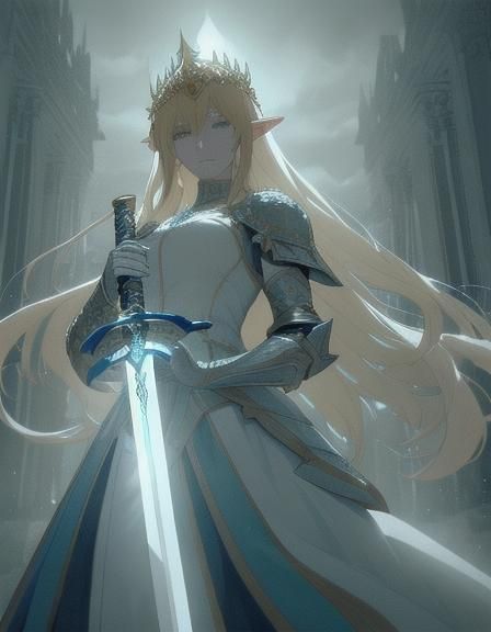 Elven Sword Saint Light Queen in Plate Armor