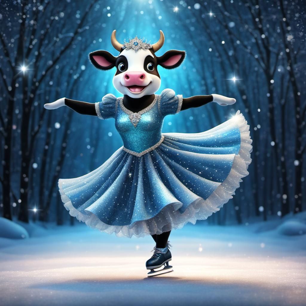 a cow make a figure skating