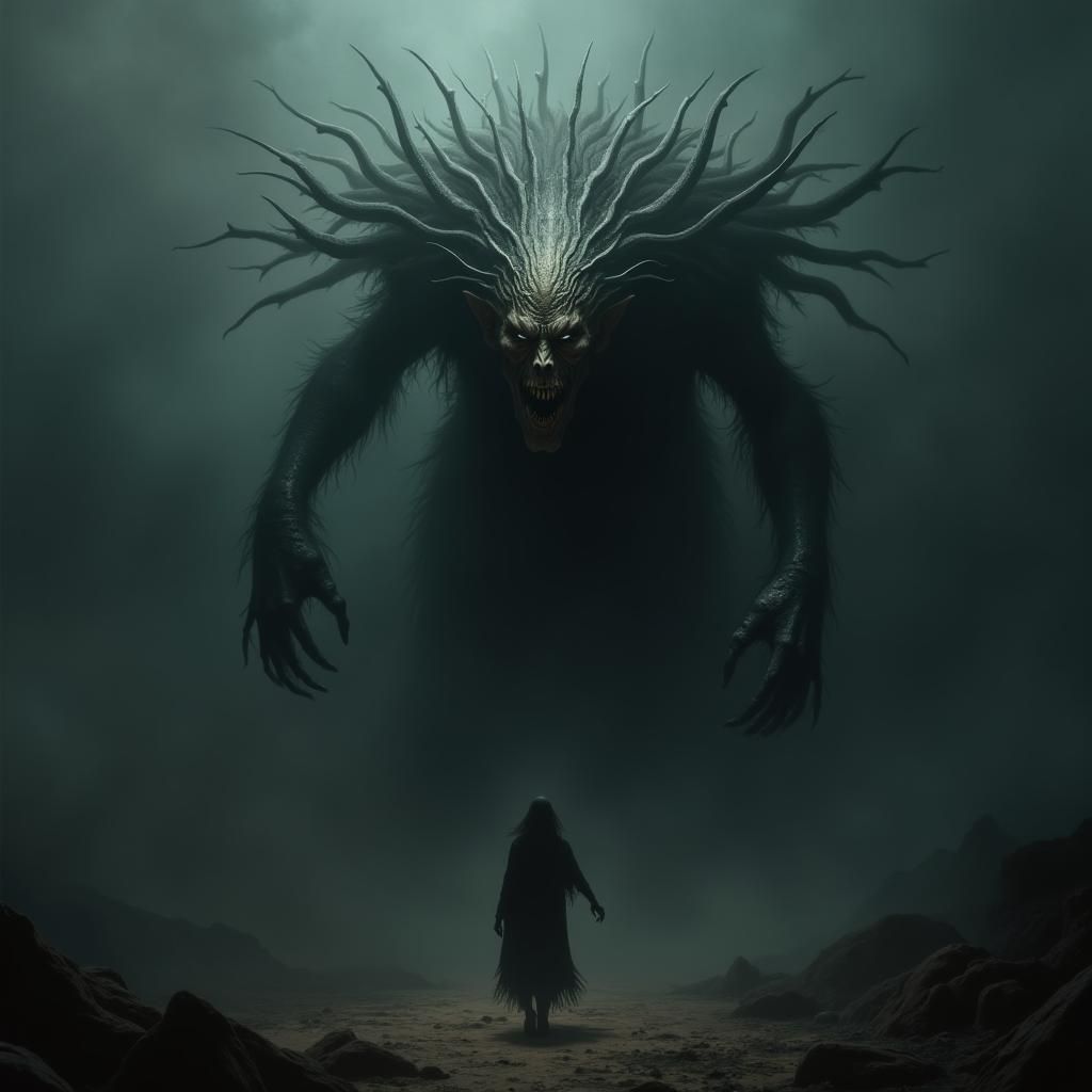 Terrifying Thai Ghost Monster in Dark Fantasy Style