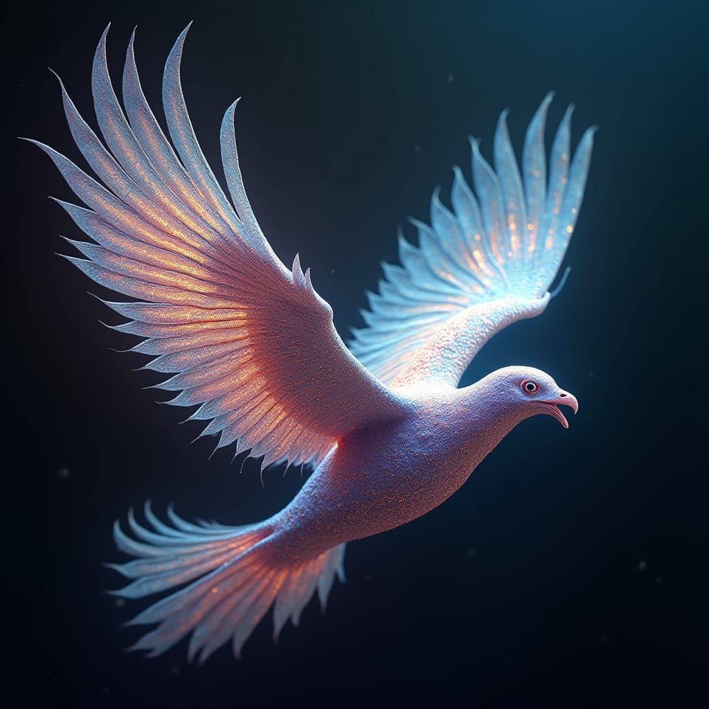 Ethereal Bird of Shimmering Music Fractals