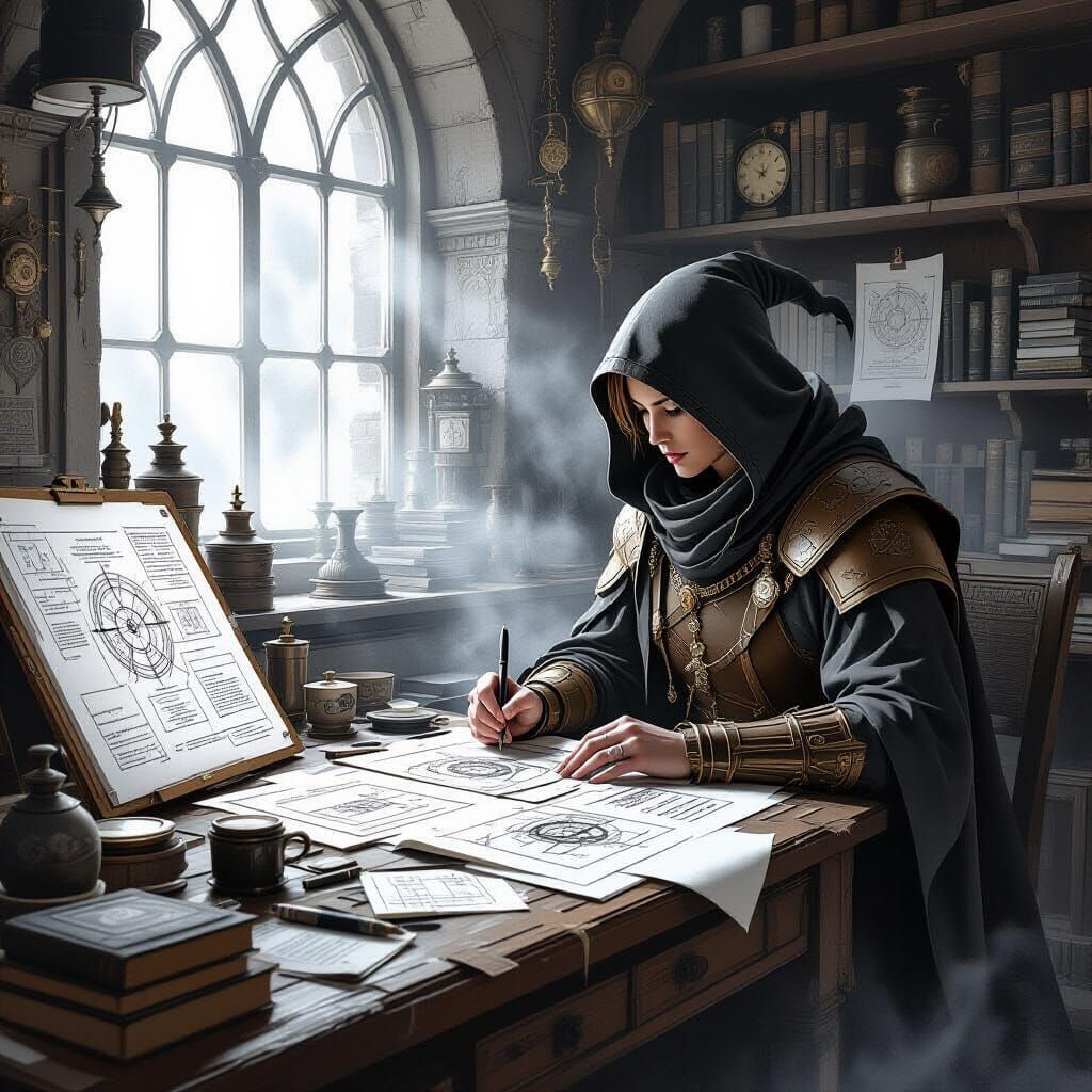 Artificer's Workbench with Arcane Schematics in Charcoal Sty...