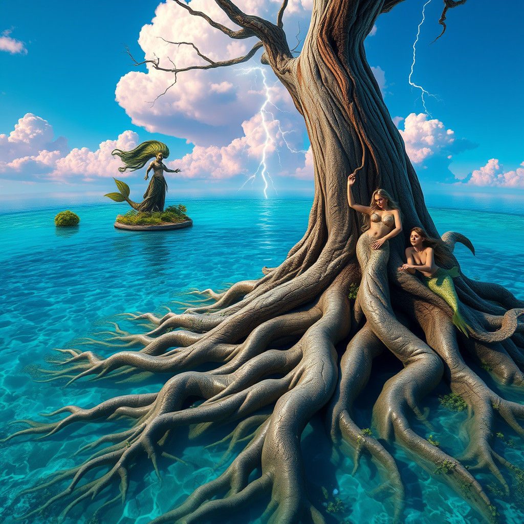 Colossal Tree Emerges from Circular Lake