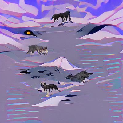 Wolf in Snowy Landscape