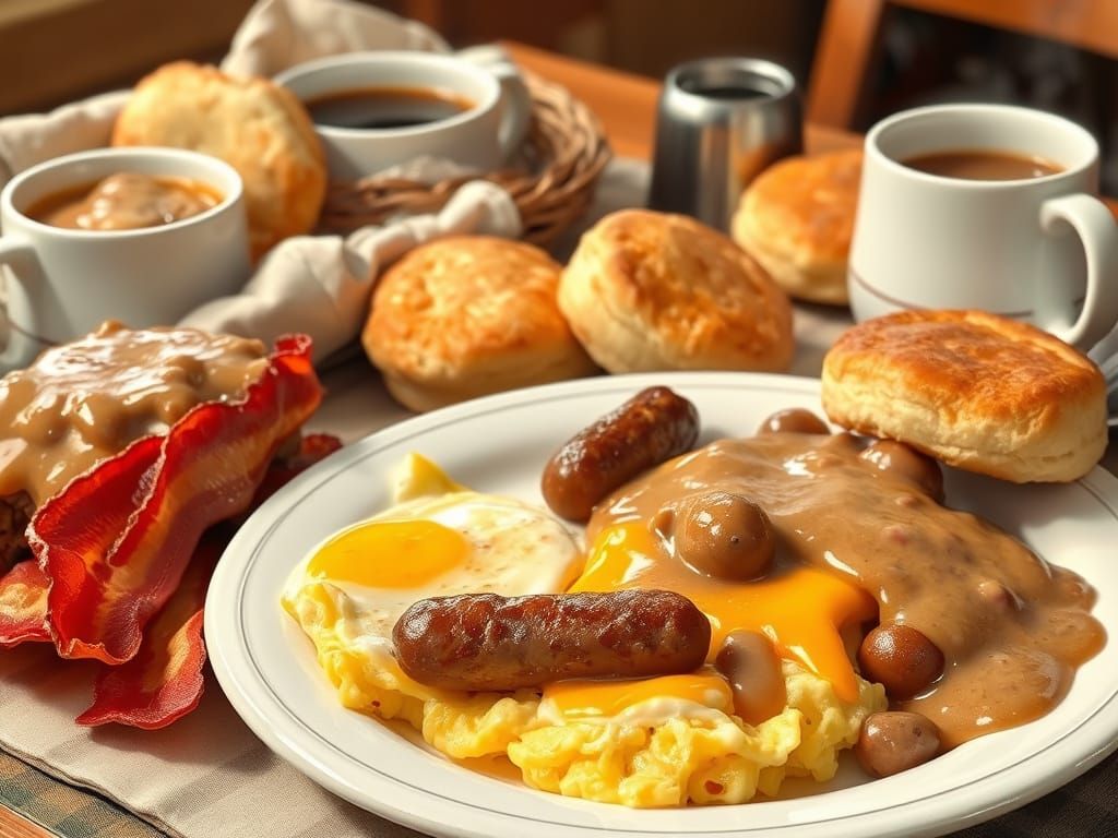 Hearty Breakfast in a Cozy, Golden Light