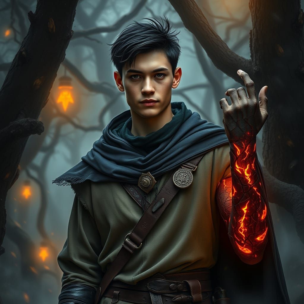 Mystic Warrior in Dark Medieval Forest