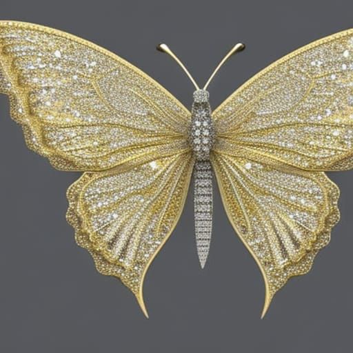 Glittering Golden Butterfly Fractal Art