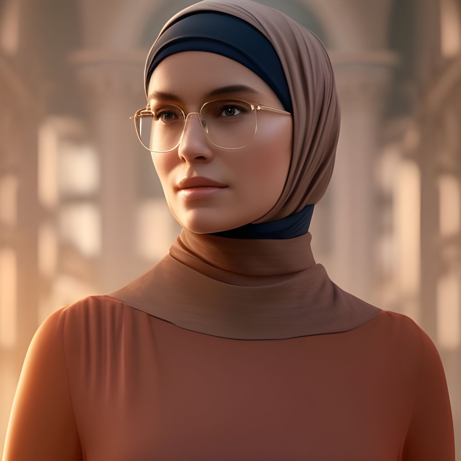 German Woman in Hijab: Hyperdetailed Portrait