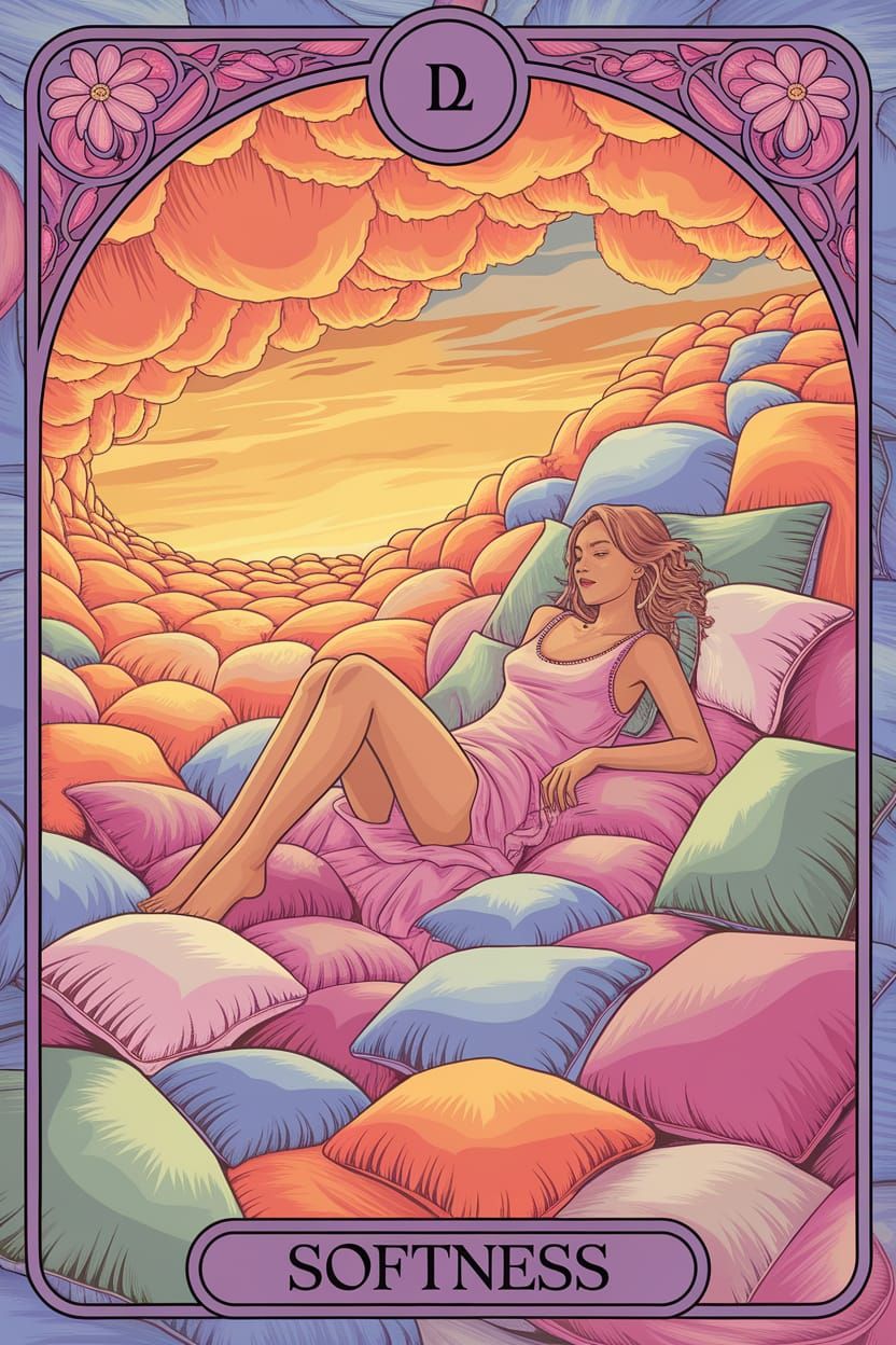 Tarot Softness Card: Ethereal Pillow Landscape in Art Nouvea...