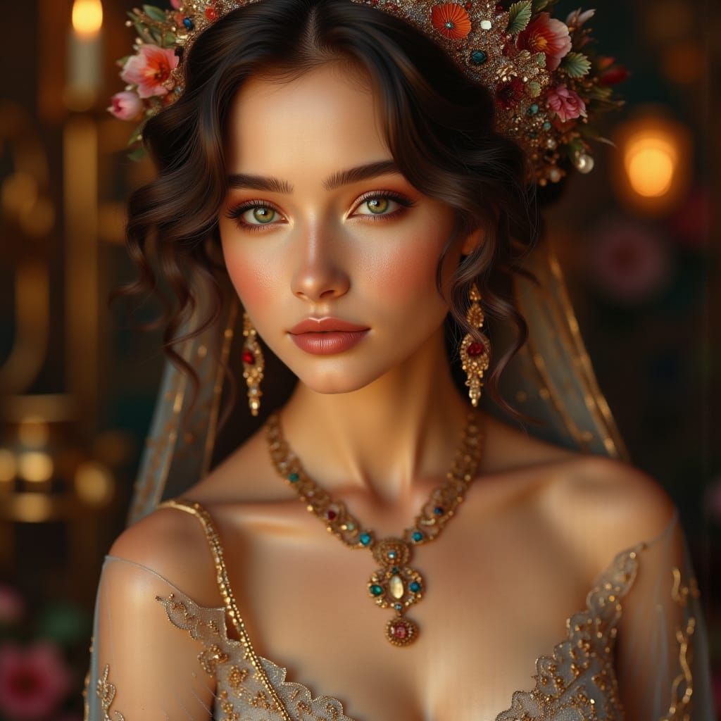 Elegant Woman's Portrait in Golden Hour Light