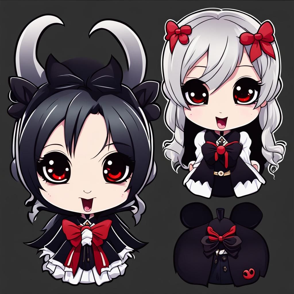 Kawaii Anime Chibi Vampire in Cartoon Style