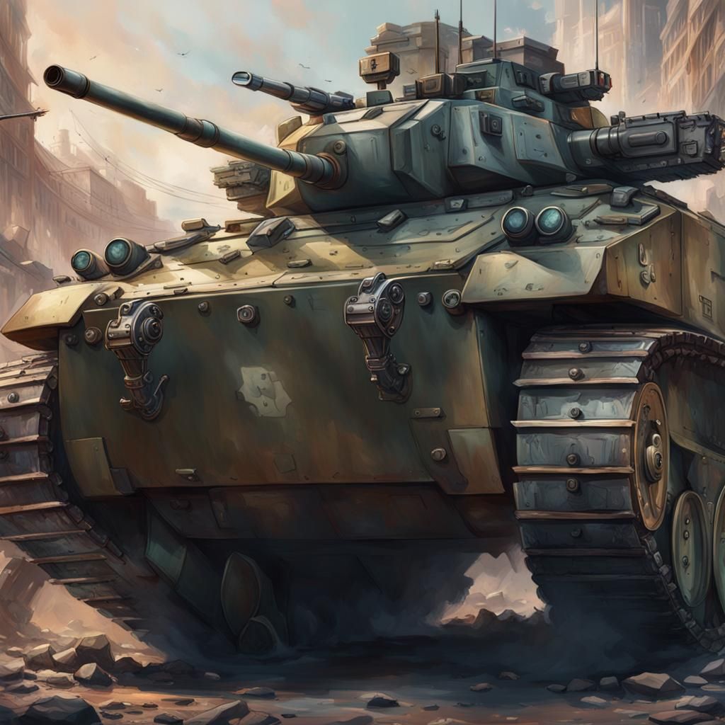 Person Transforms into Tank: Hyperdetailed Concept Art