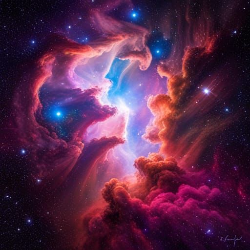 Angels Ascending Through Nebula Light