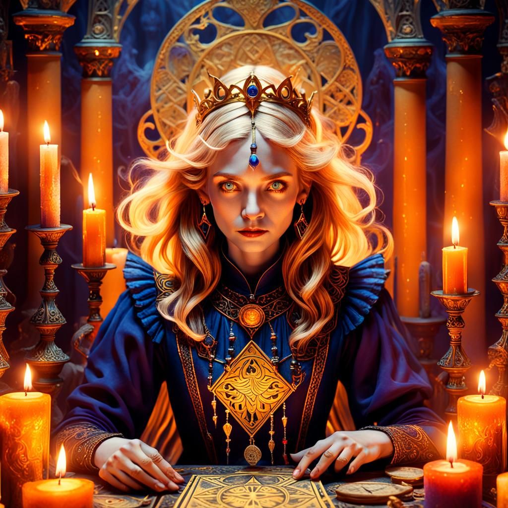 Tarot Reader Phoenix Amidst Mystical Artifacts