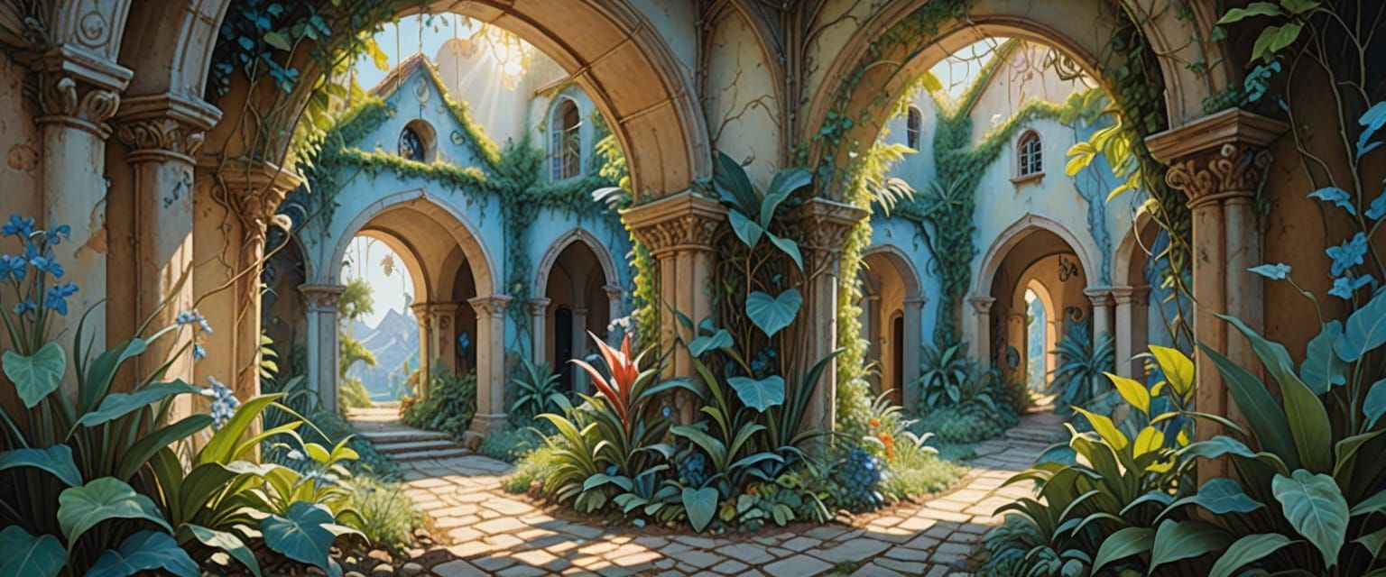 Lush Passageway: A Whimsical Fantasy Watercolor