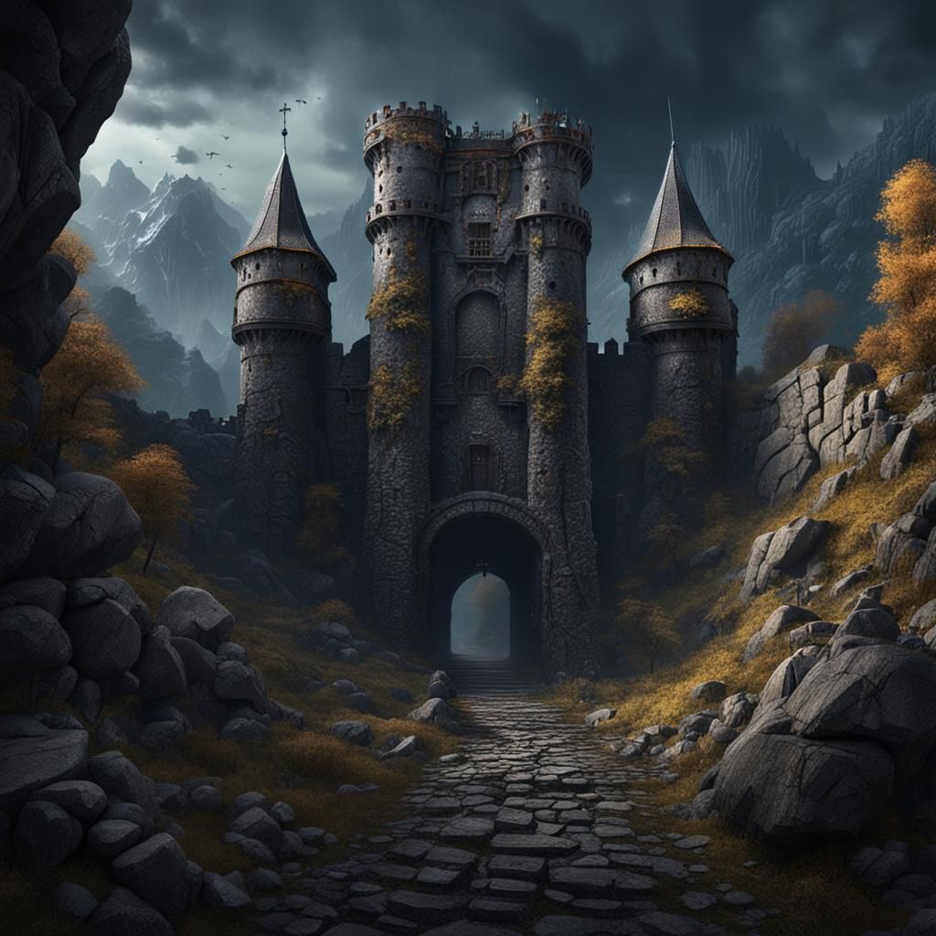 Decaying Border Fortress in Dark Fantasy Style