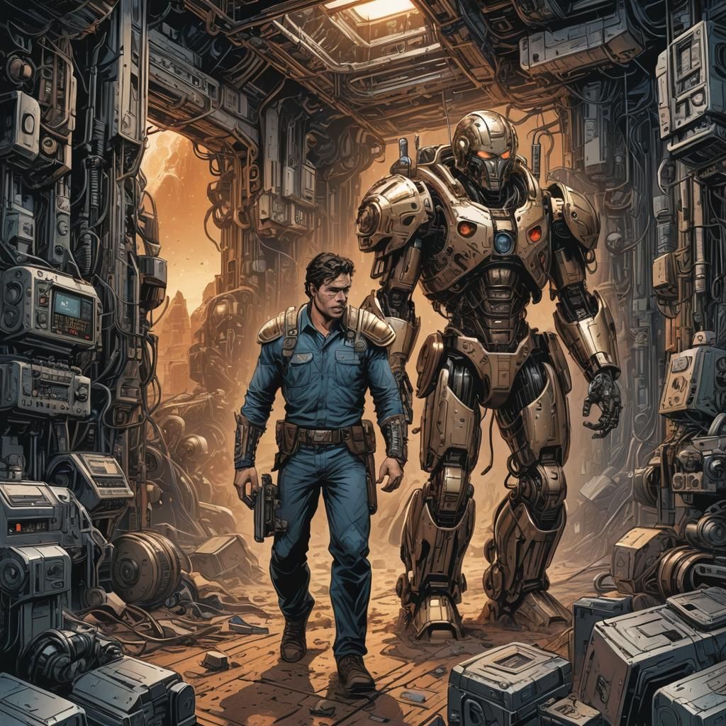 Dystopian Nomad: Man and Machine Comic Art