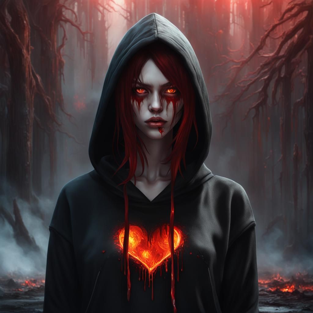 Teen Demon Girl with Magma Tears Digital Art