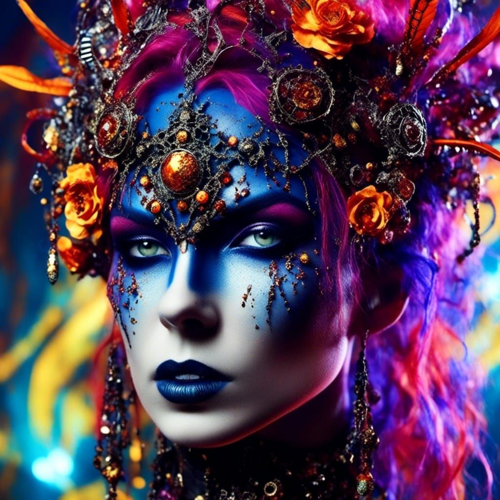 Gothic Punk Model in Versace Avant-Garde Fashion