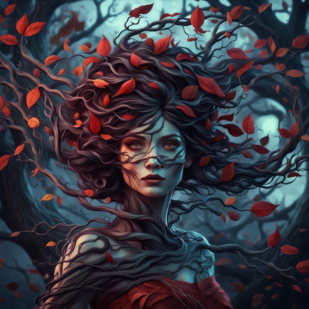 Creepy Whimsical Tree Woman in Fantasy Concept Art