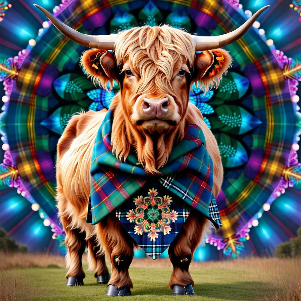 Highland Tartan Cosmic Cow
