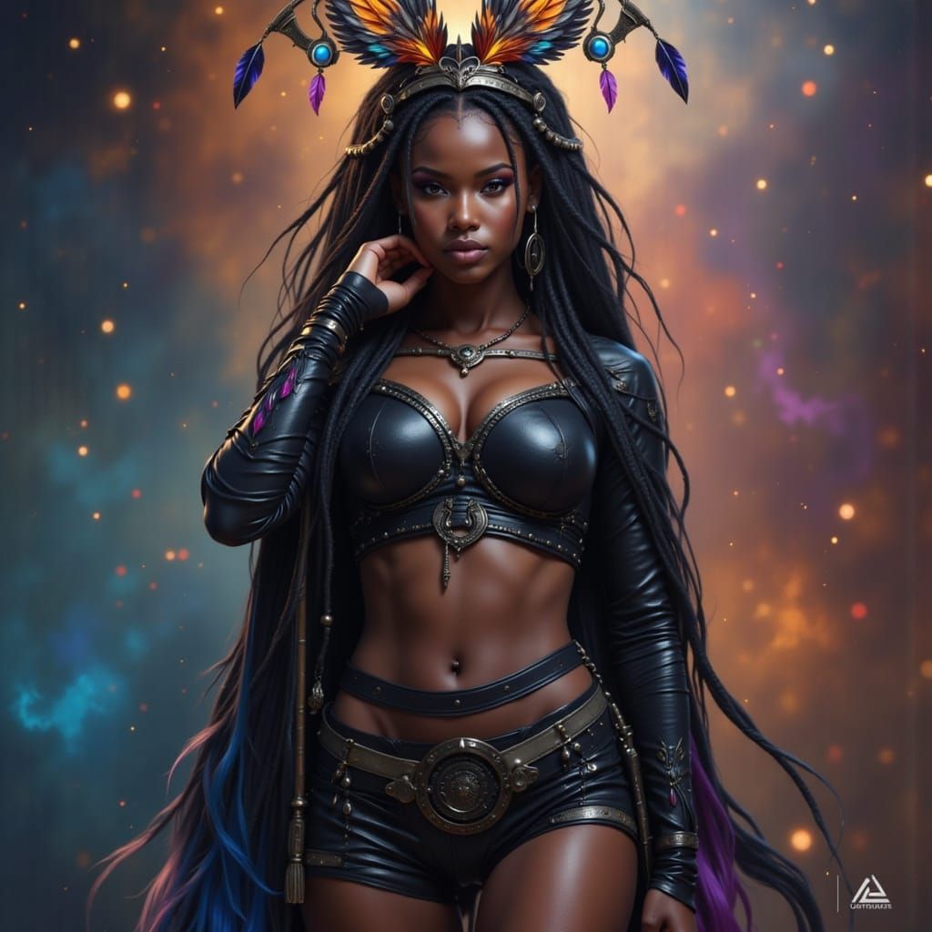 Hyperrealistic Fantasy Portrait of a Beautiful African Woman...