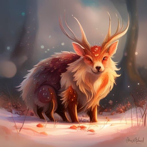 Cute Fluffy Woodland Creature in Watercolor Style