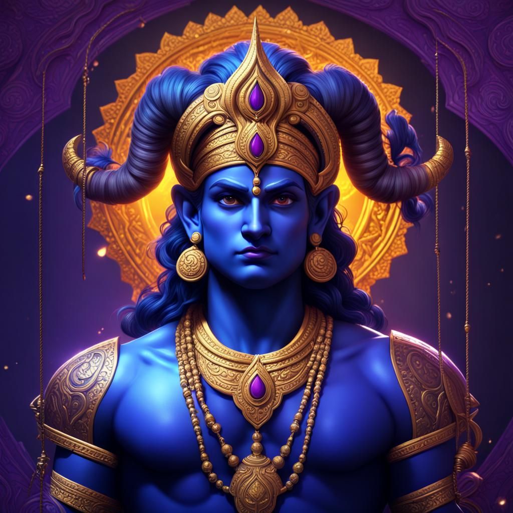 Dark blue Lord Ram with Bow Happy Dussehra
