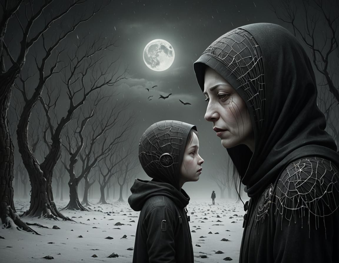 Crying Figure in Luminous Biometric World