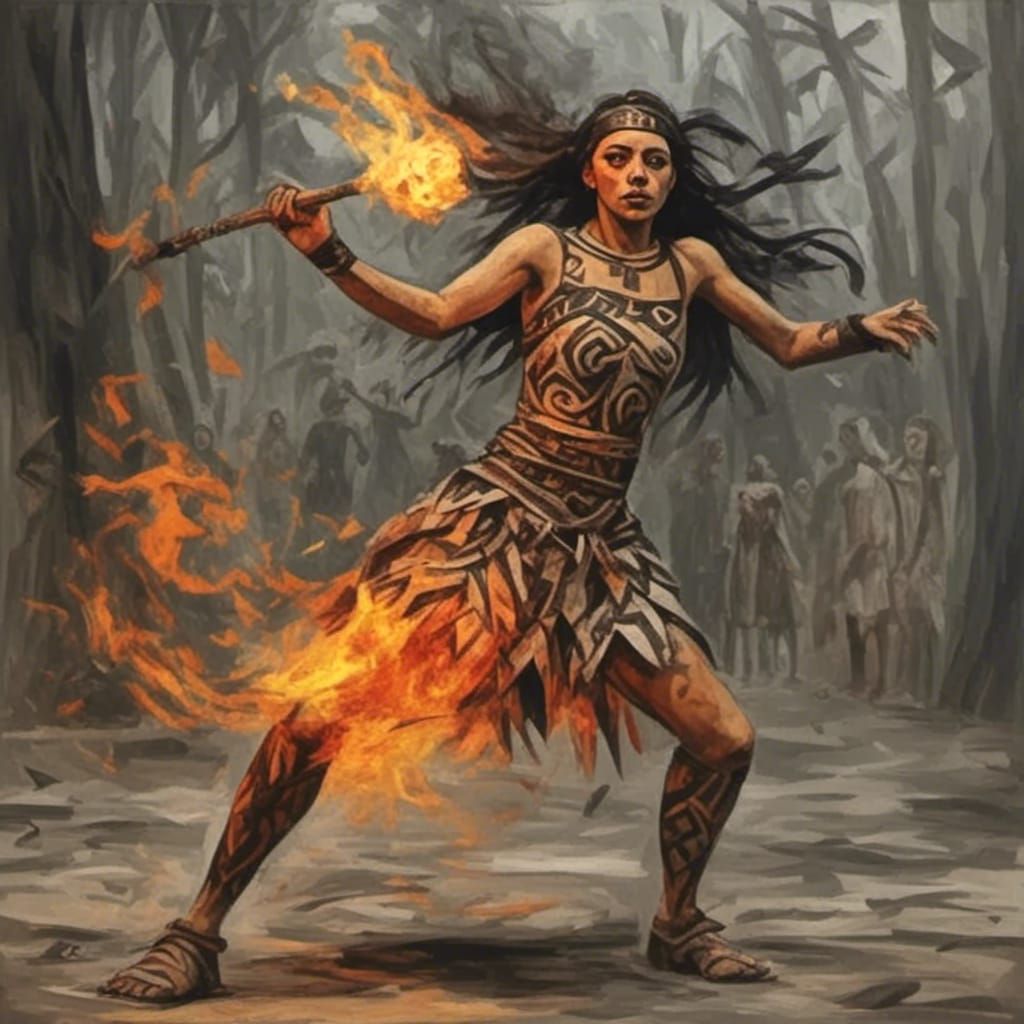 Dynamic Māori Fire Dancer Performance