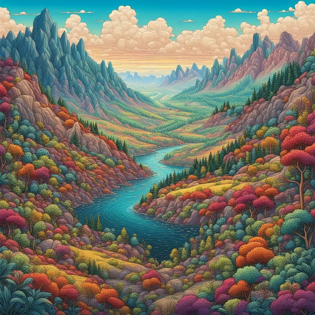 Detailed Colorful Landscape