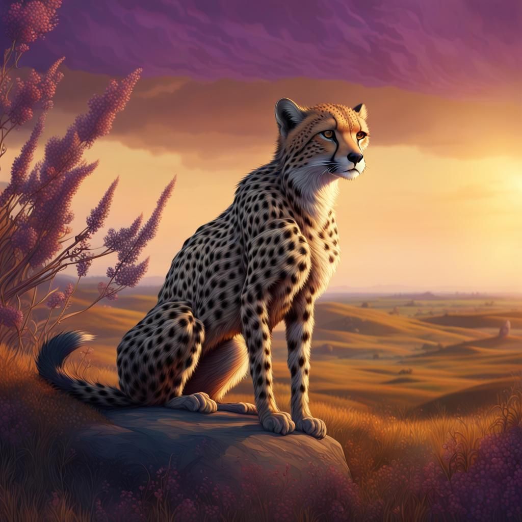 Cheetah Observes Fox: Dark Fantasy Concept Art