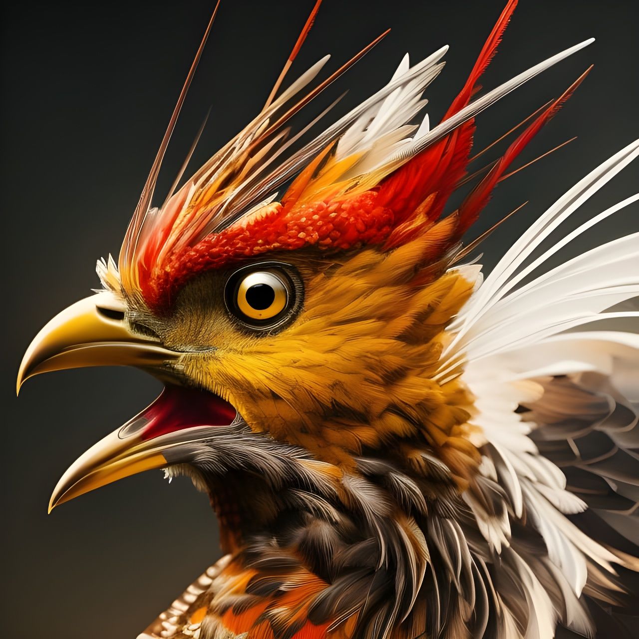 Flaming Phoenix Portrait in Dramatic Lighting