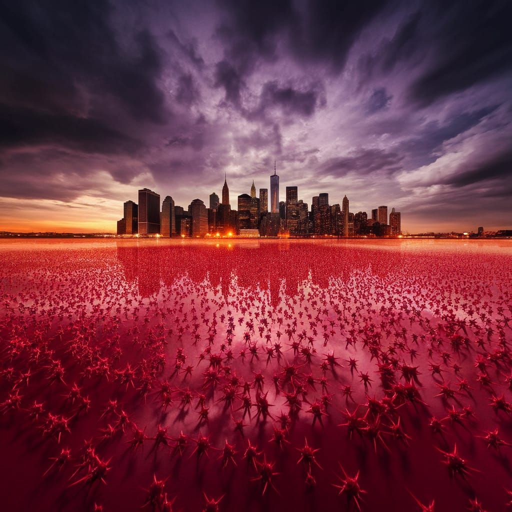 New York City Emerging from Crimson Thorn Rain