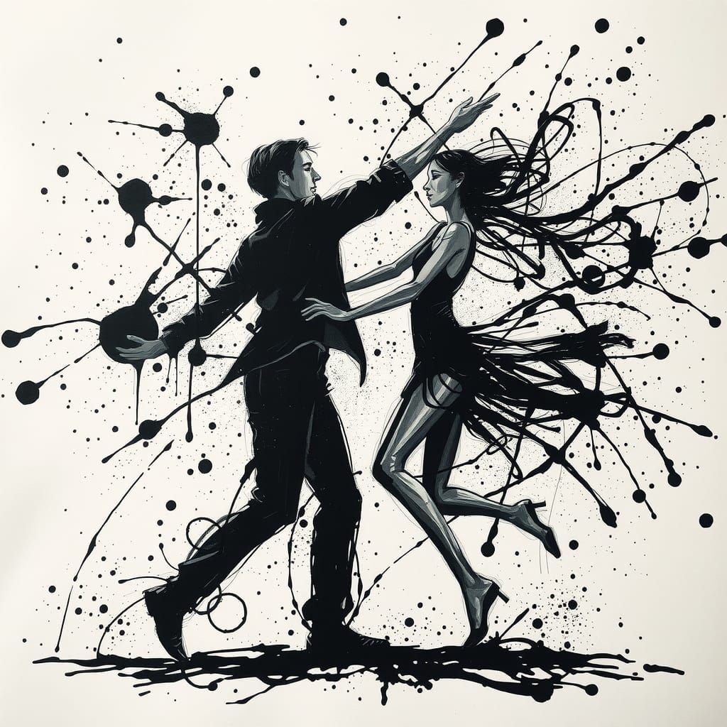 Abstract Ink Dance: Expressive Movement on Paper