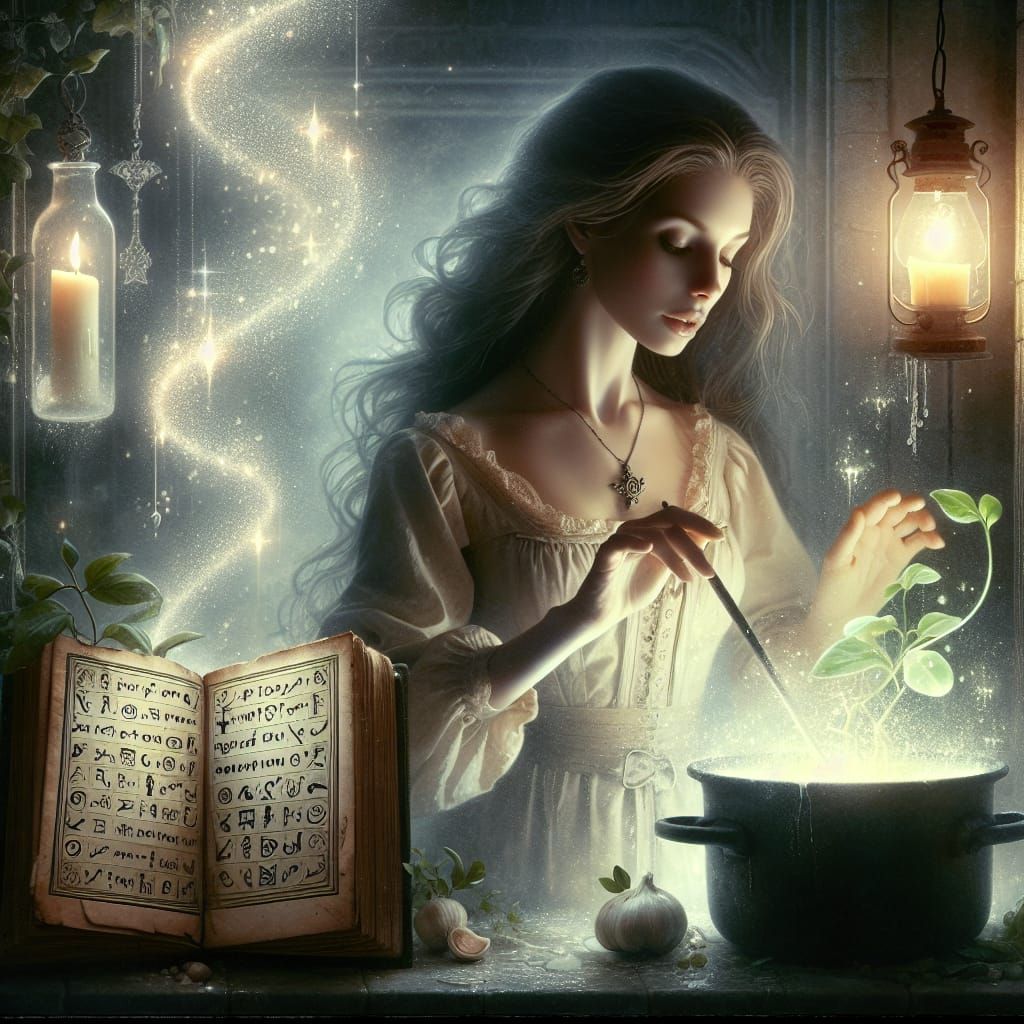 Victorian Woman Practicing Home Witchcraft