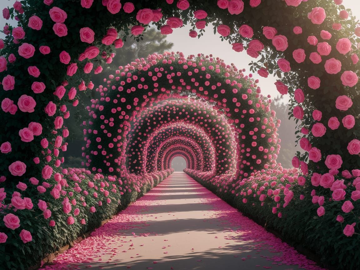 Romantic Pink Rose Tunnel in Fairytale Setting