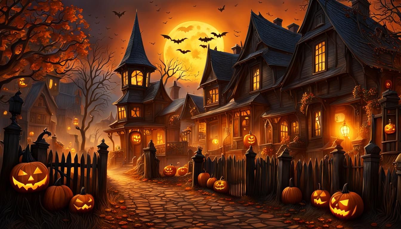 Haunted Steampunk Village Halloween: Photo-Realistic Golden ...