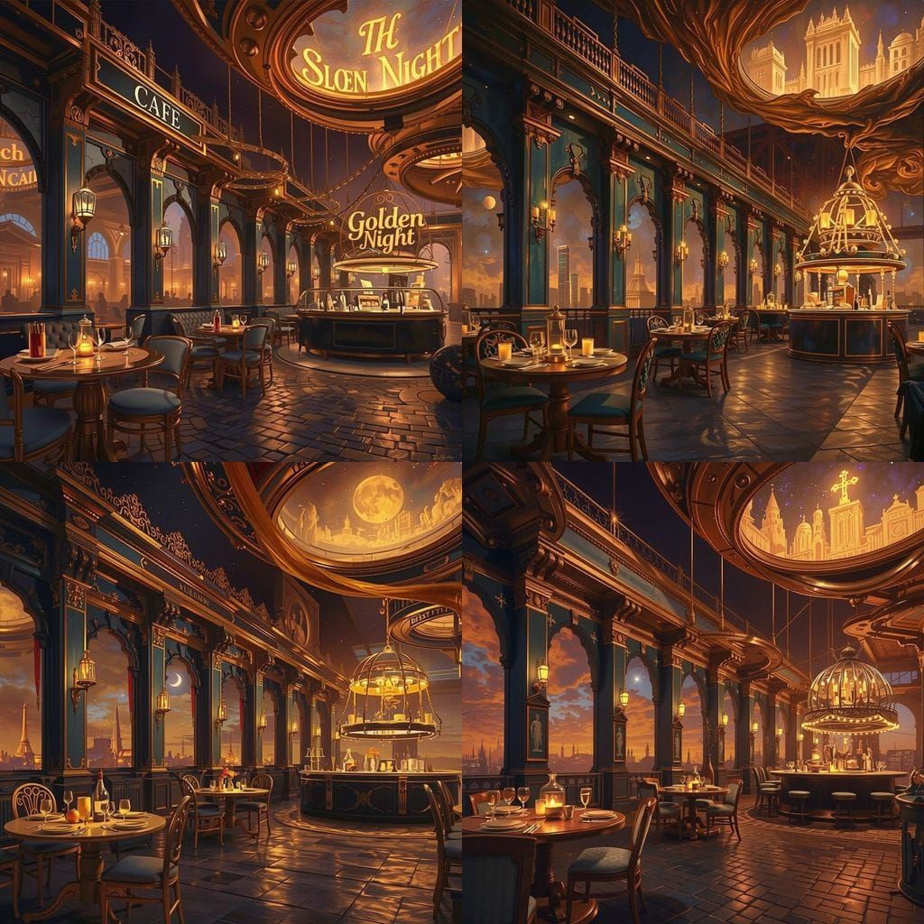 Golden Night Cafe Ambiance