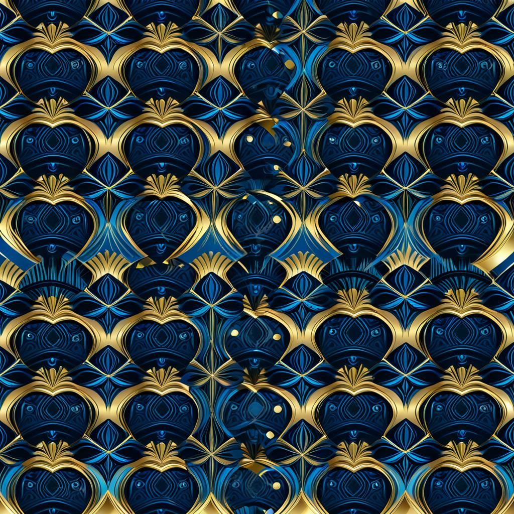 Blue and Gold Seamless Geometric Pattern