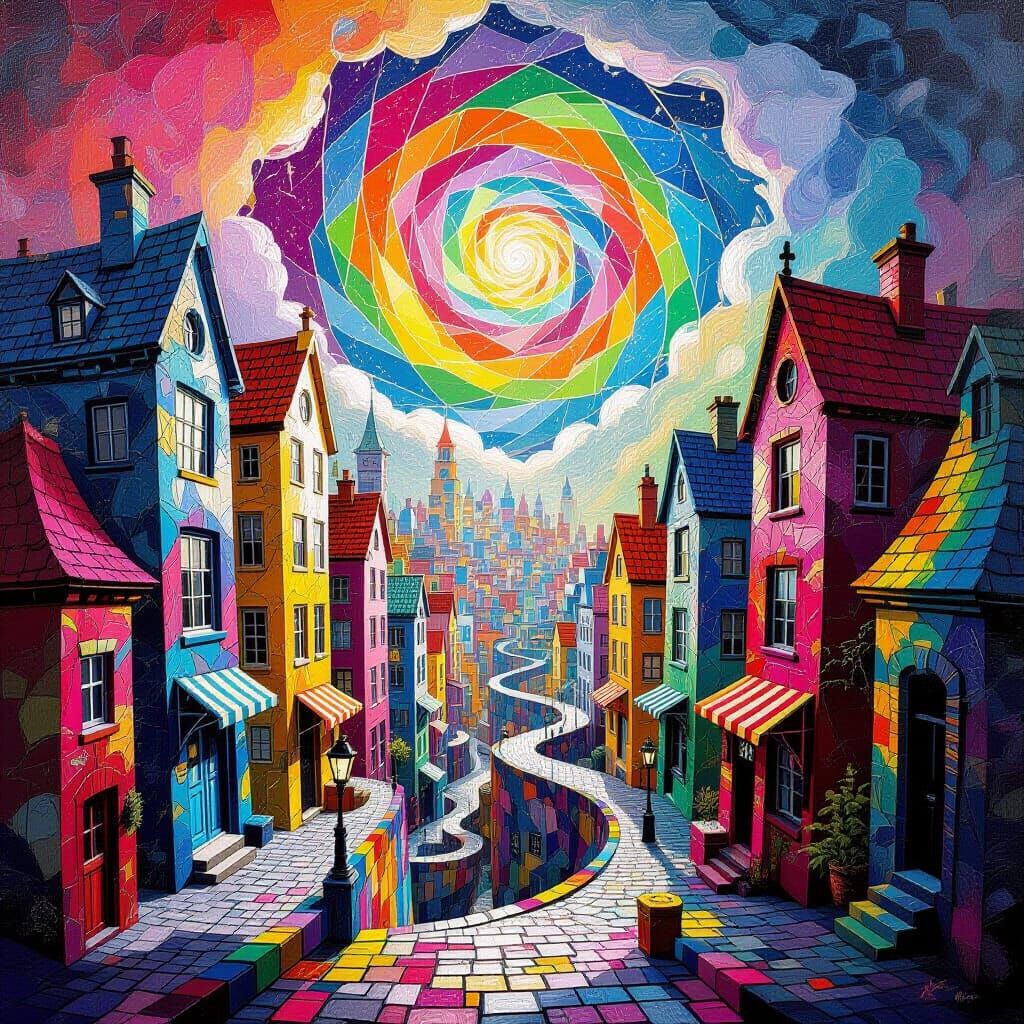 Surreal Crayon Cityscape in Splash Art Style