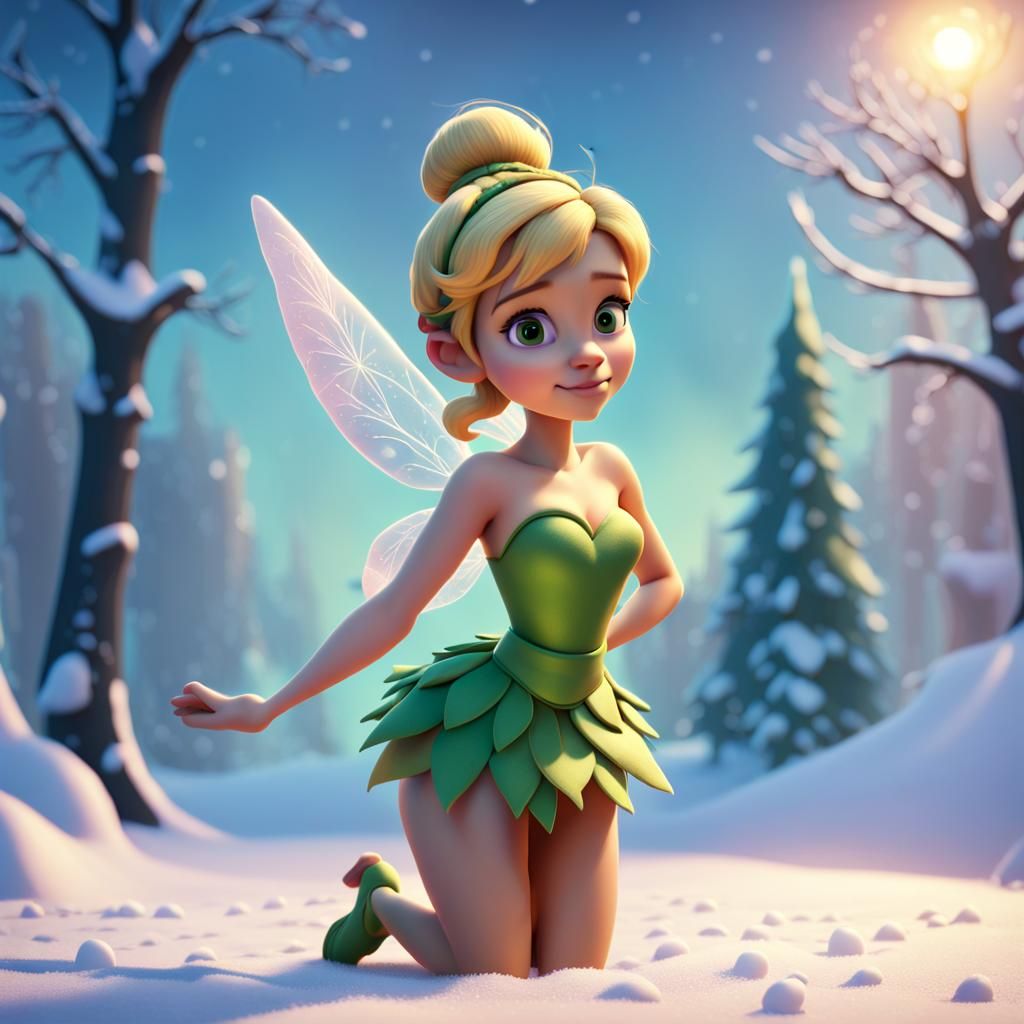 Tinkerbell on a Winter's Day: 3D Digital Art