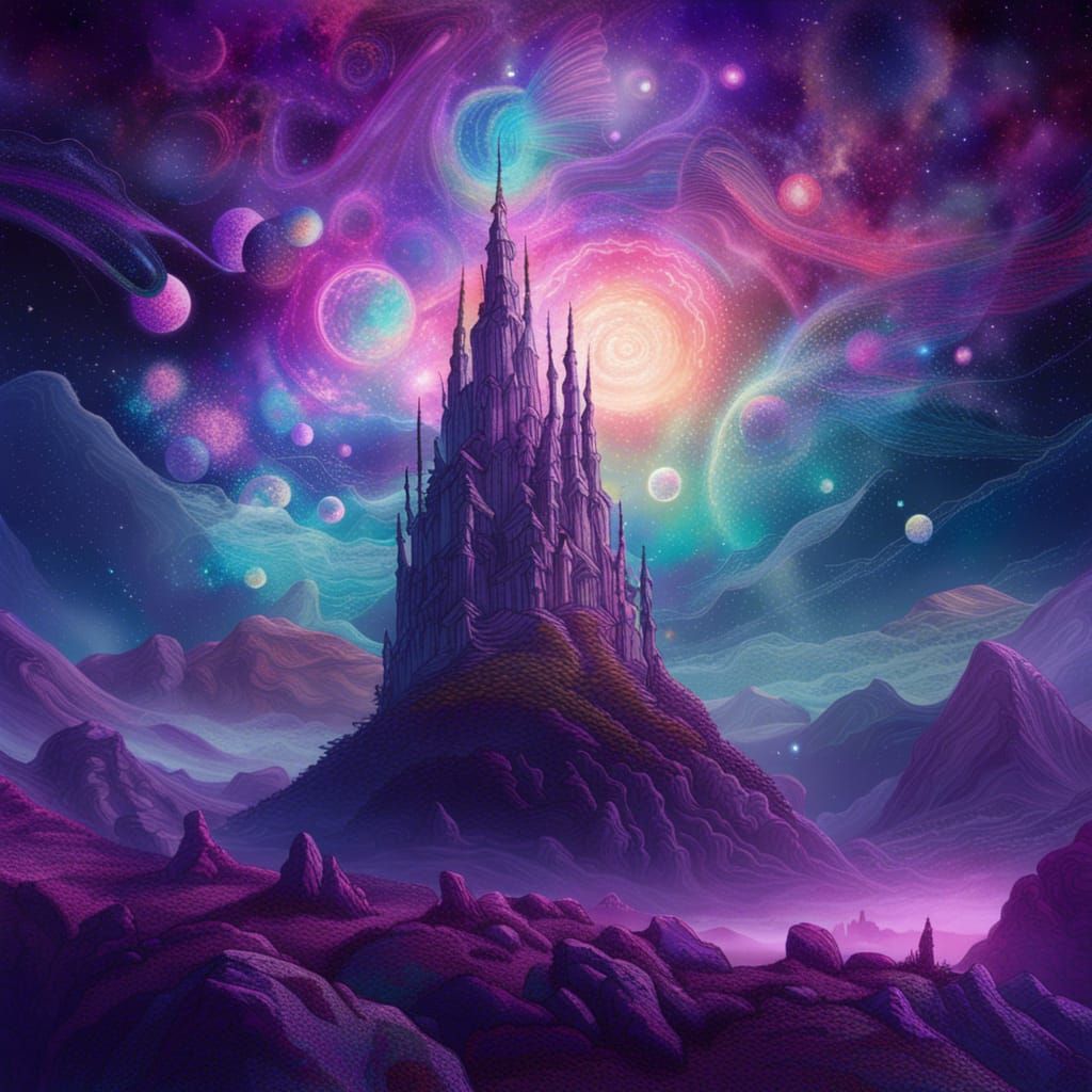 Magical Purple Starscape in Cosmic Illustration