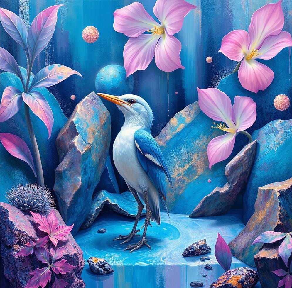 Surreal Cerulean Paradise Abstract Art