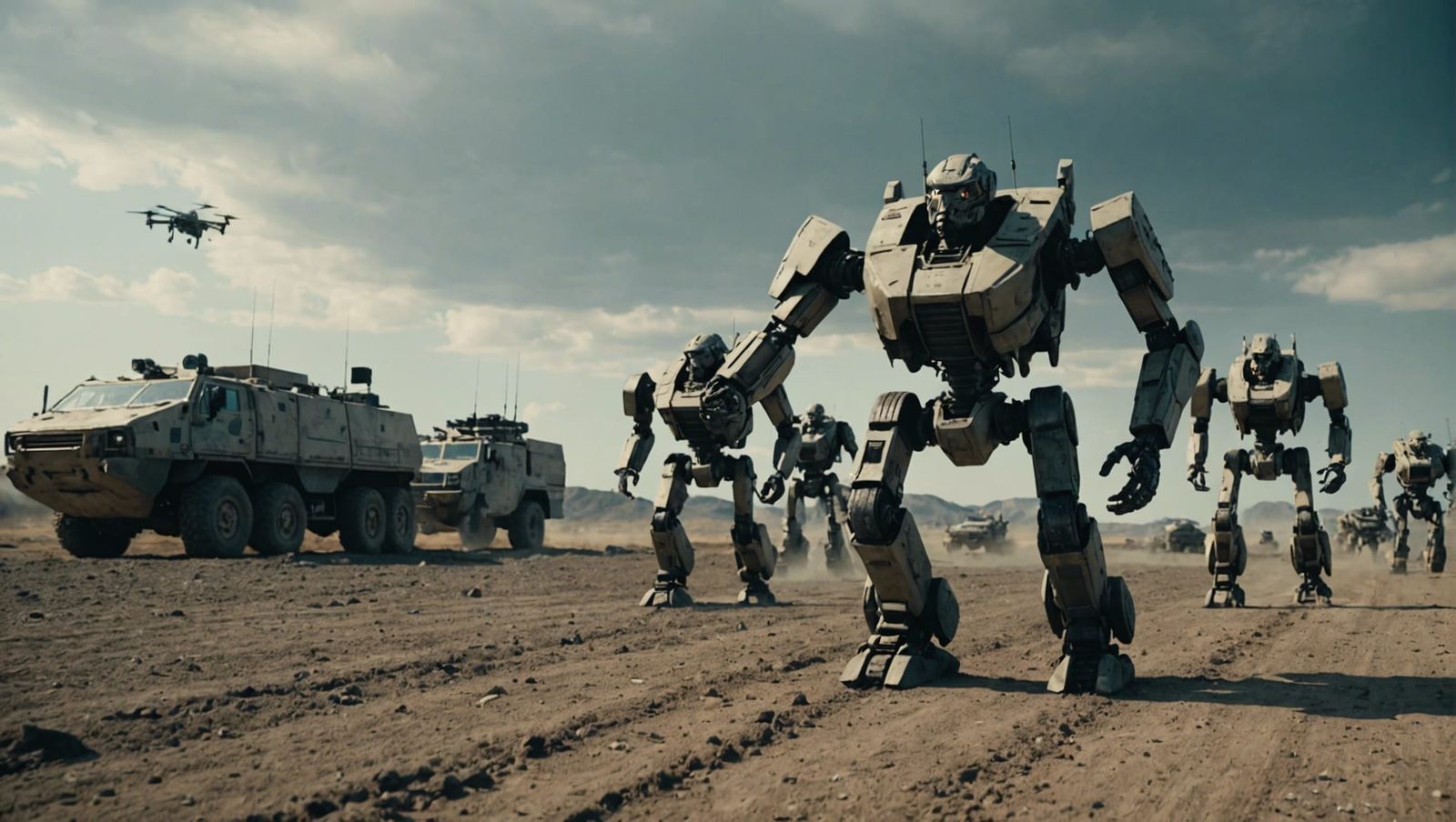 Killer Robots Marching in Military Formation