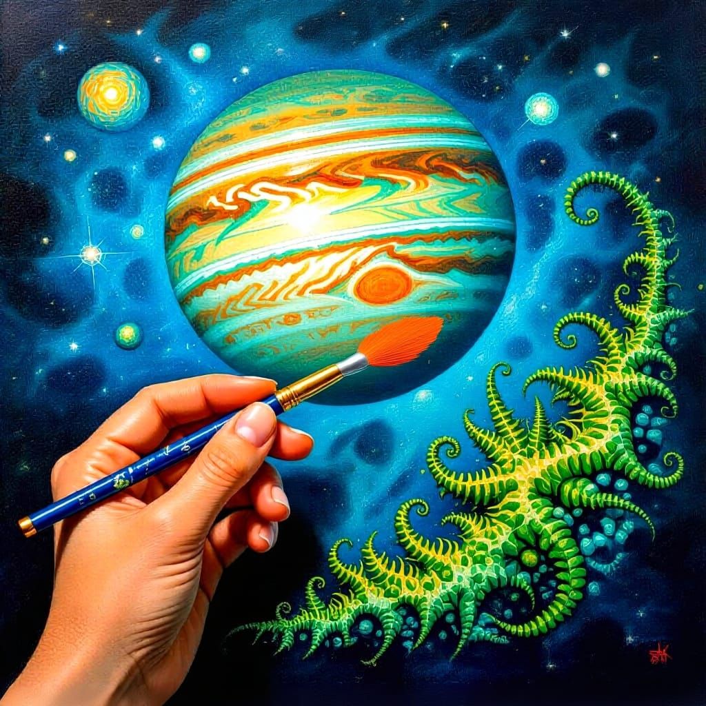 Artist's Hand Holding Paint Brush