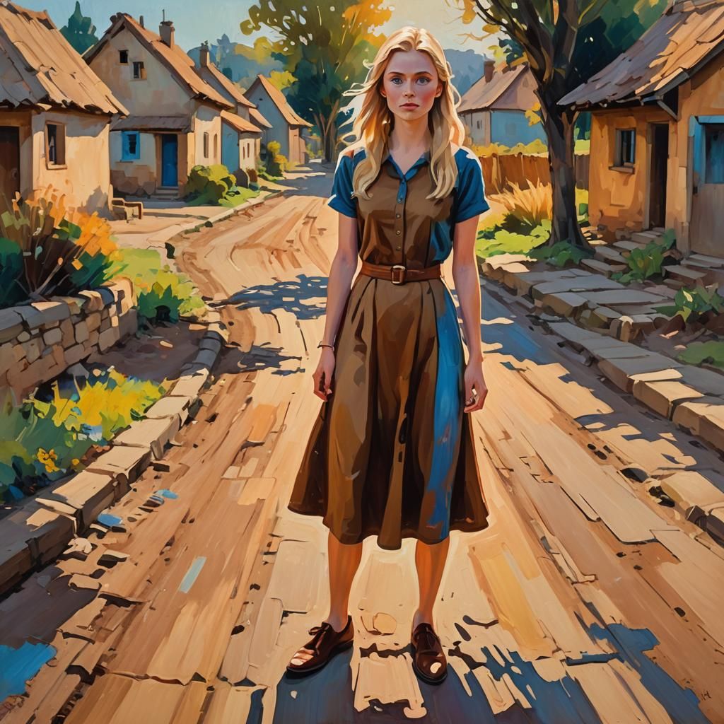 Fauvist Portrait of Village Girl in Sunlight